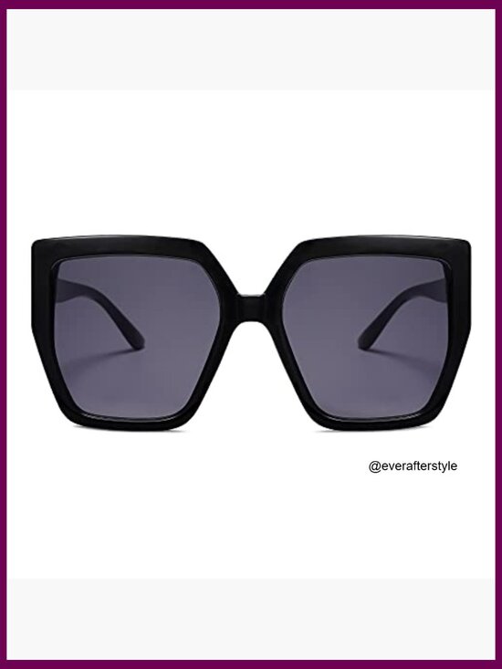 Oversized Horned Rim Sunglasses with UV400 Protection Plastic Frames